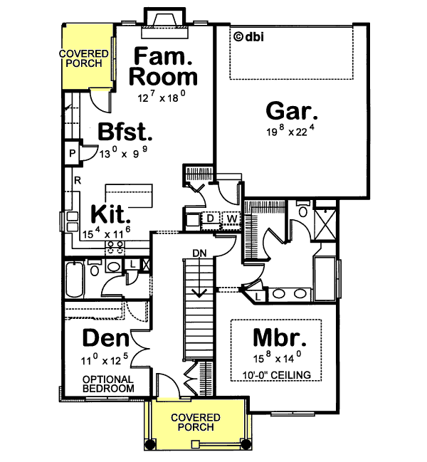 Cottage Floor Plan - Main Floor Plan #20-1208
