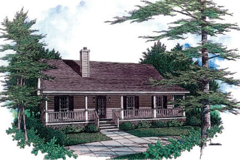 House Blueprint - Cabin Exterior - Front Elevation Plan #14-140