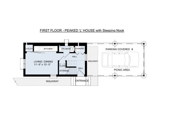 Floor Plan - Main Floor for Traditional House Plan #905-6 - 2 bed, 2 bath