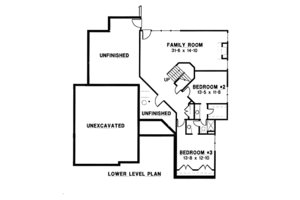 Floor Plan - Lower Floor for European House Plan #67-161 - 4 bed, 3 bath