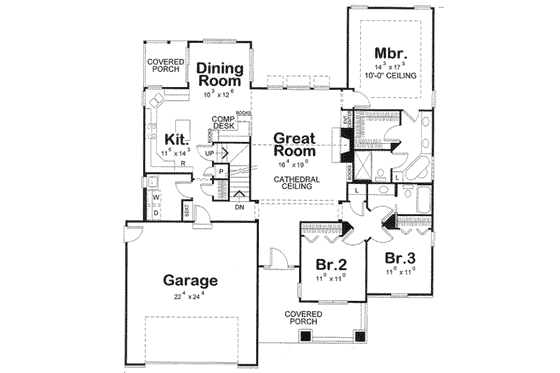 Floor Plan - Main Floor for Bungalow House Plan #20-1756 - 3 bed, 3 bath