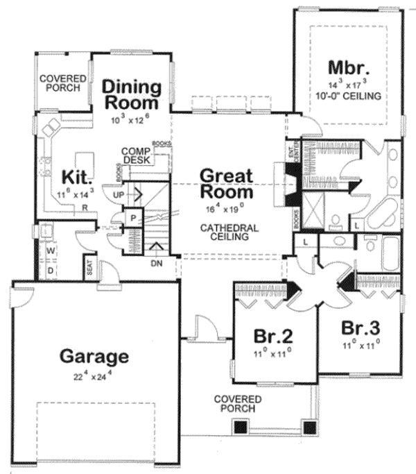 Dream House Plan - Bungalow Floor Plan - Main Floor Plan #20-1756