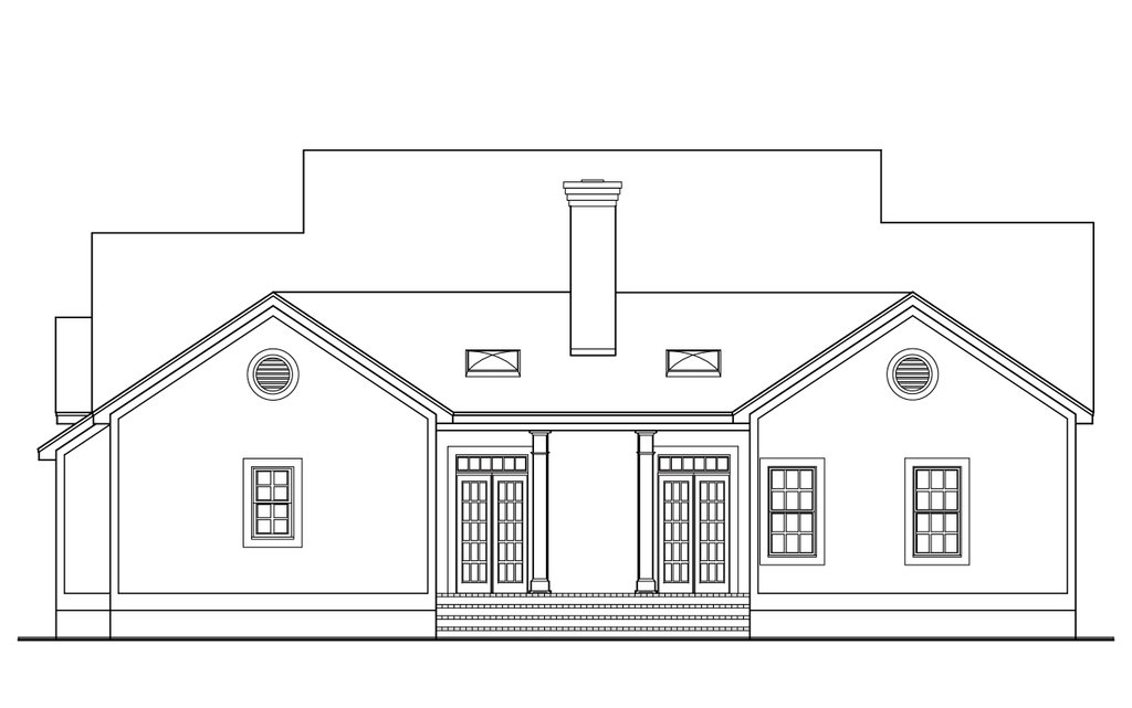 Exterior - Rear Elevation for Southern House Plan #406-284 - 4 bed, 2.5 bath