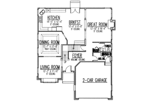 Floor Plan - Main Floor for Traditional House Plan #9-105 - 4 bed, 3.5 bath