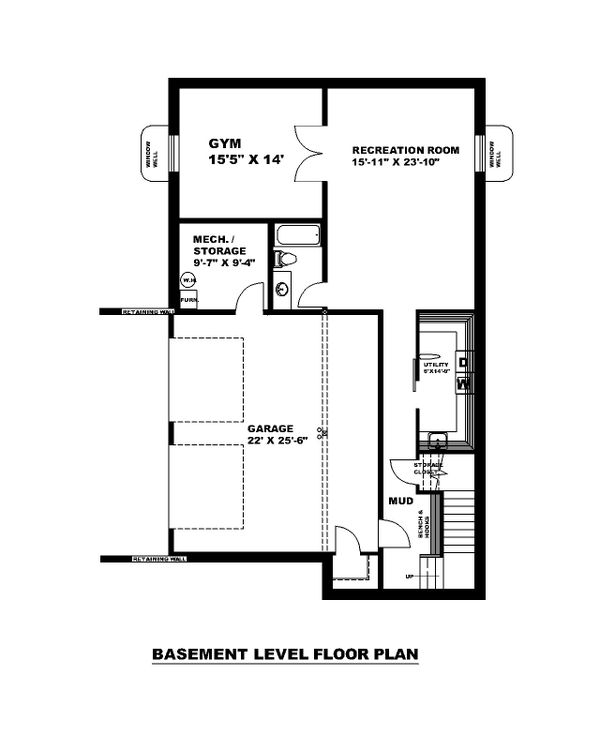 Architectural House Design - Traditional Floor Plan - Lower Floor Plan #117-912