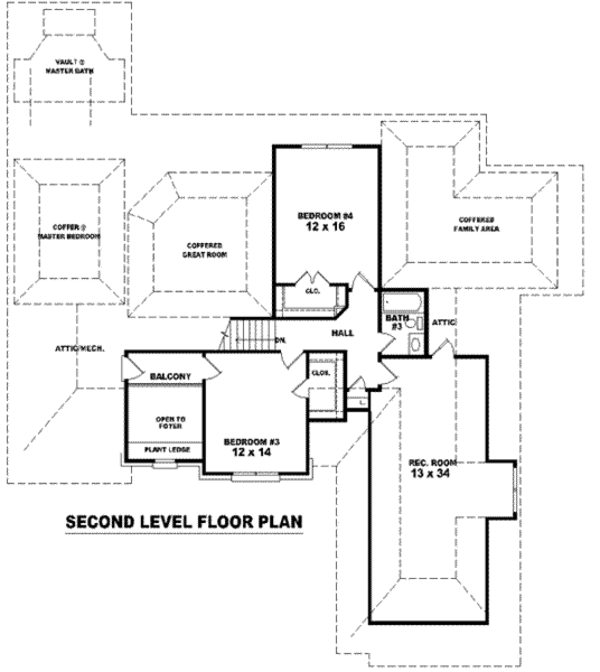 Traditional Floor Plan - Upper Floor Plan #81-1205