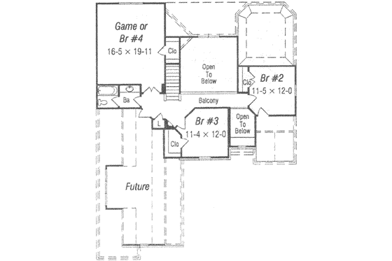 Floor Plan - Upper Floor for European House Plan #329-138 - 4 bed, 2.5 bath