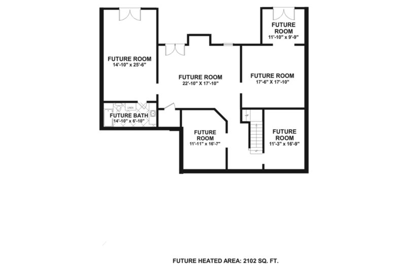 House Blueprint - Floor Plan - Lower Floor for Craftsman House Plan #56-726 - 4 bed, 4 bath