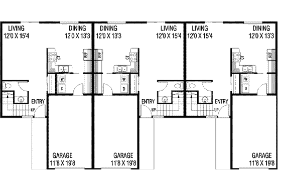 Floor Plan - Main Floor for Traditional House Plan #60-587 - 2 bed, 2.5 bath
