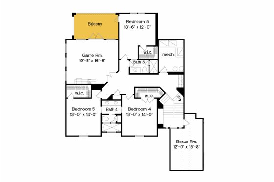 Floor Plan - Upper Floor for Mediterranean House Plan #135-192 - 6 bed, 5.5 bath