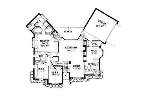 Floor Plan - Main Floor for European House Plan #40-217 - 3 bed, 3 bath