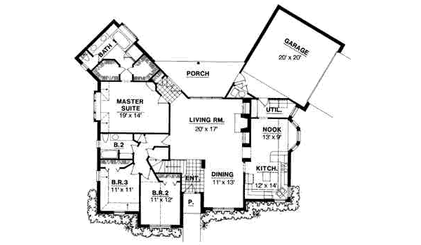 Floor Plan - Main Floor for European House Plan #40-217 - 3 bed, 3 bath