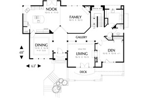 Mediterranean house plan, main level floor plan