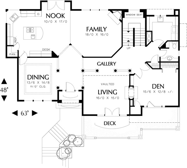 Home Plan - Mediterranean house plan, main level floor plan
