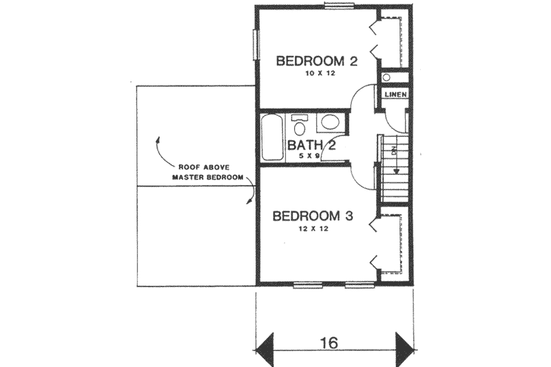 Architectural House Design - Floor Plan - Upper Floor for Cottage House Plan #30-192 - 3 bed, 2 bath