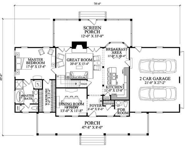 Architectural House Design - Southern Floor Plan - Main Floor Plan #137-277