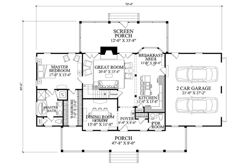 House Plan Design - Floor Plan - Main Floor for Southern House Plan #137-277 - 4 bed, 3.5 bath