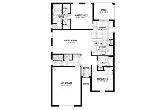 Floor Plan - Main Floor for Traditional House Plan #1058-238 - 2 bed, 2 bath