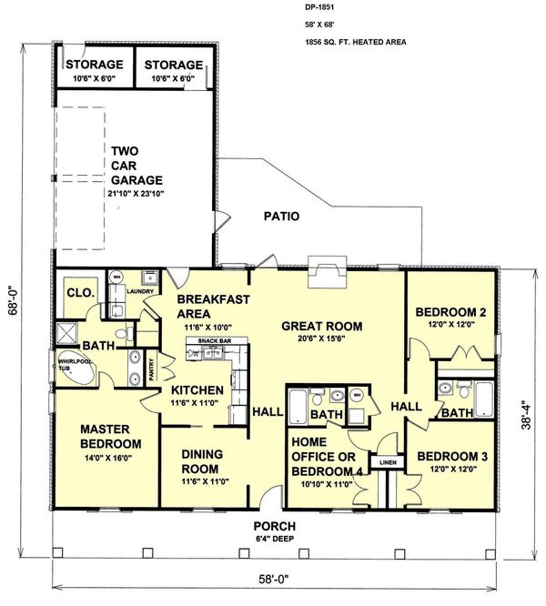 Architectural House Design - Country Floor Plan - Main Floor Plan #44-115