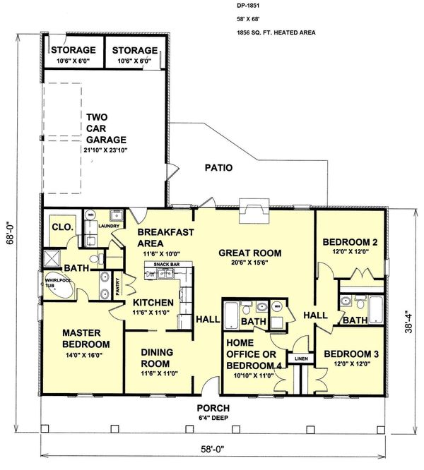Home Plan - Country Floor Plan - Main Floor Plan #44-115