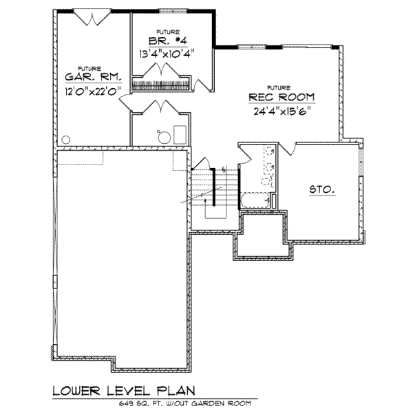 House Blueprint - Traditional Floor Plan - Lower Floor Plan #70-395