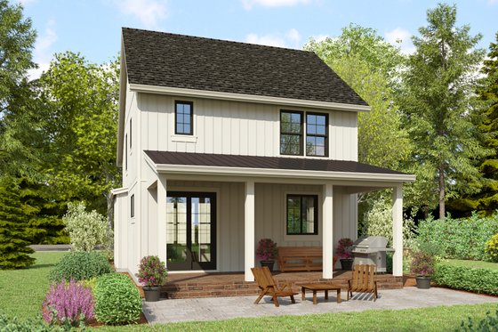 Exterior - Rear Elevation for Farmhouse House Plan #48-1163 - 3 bed, 2.5 bath