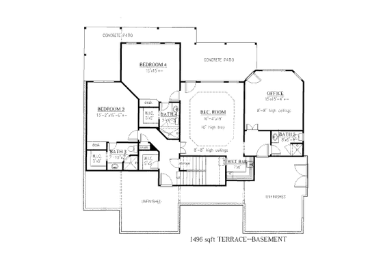 Floor Plan - Lower Floor for Traditional House Plan #437-44 - 4 bed, 4.5 bath