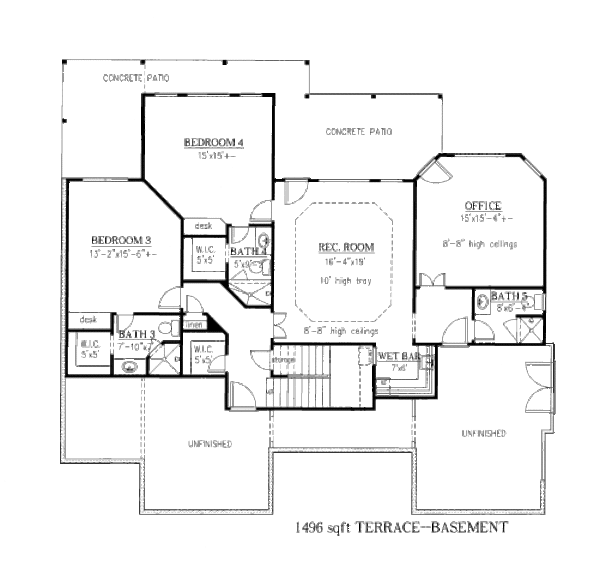 Home Plan - Traditional Floor Plan - Lower Floor Plan #437-44