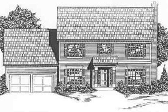 Exterior - Front Elevation for Colonial House Plan #6-104 - 4 bed, 3.5 bath