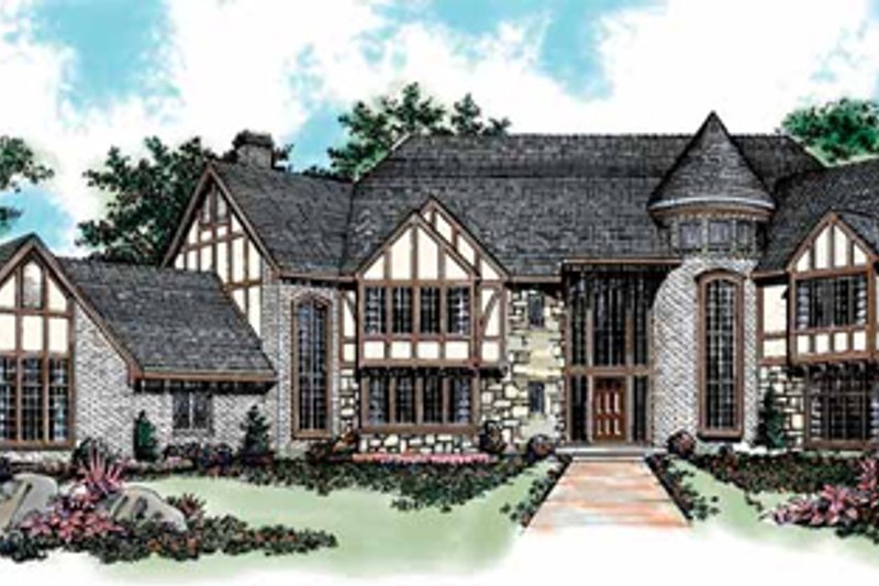 Architectural House Design - Tudor Exterior - Front Elevation Plan #72-198