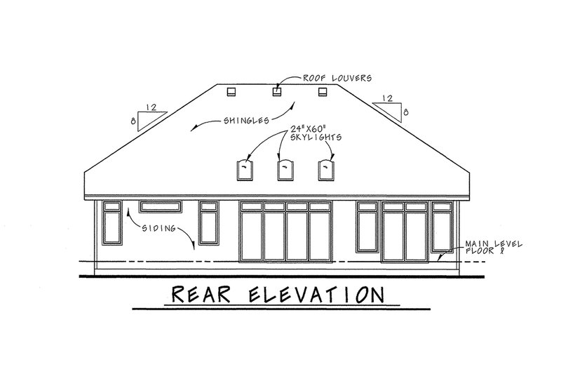 Home Plan - Exterior - Rear Elevation for European House Plan #20-2069 - 2 bed, 2 bath