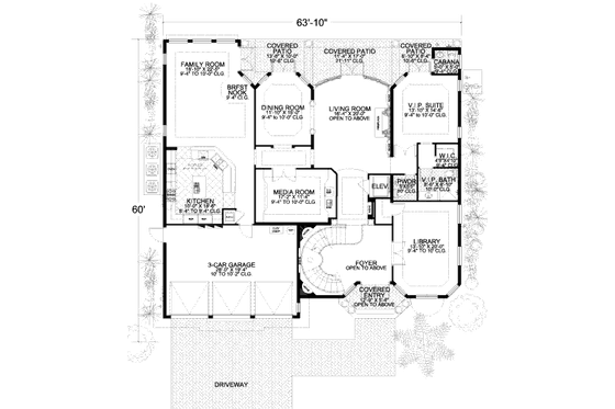Floor Plan - Main Floor for Mediterranean House Plan #420-295 - 5 bed, 6.5 bath