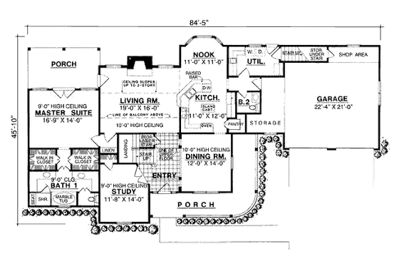 Floor Plan - Main Floor for Country House Plan #40-128 - 3 bed, 2.5 bath