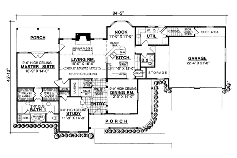 Architectural House Design - Floor Plan - Main Floor for Country House Plan #40-128 - 3 bed, 2.5 bath