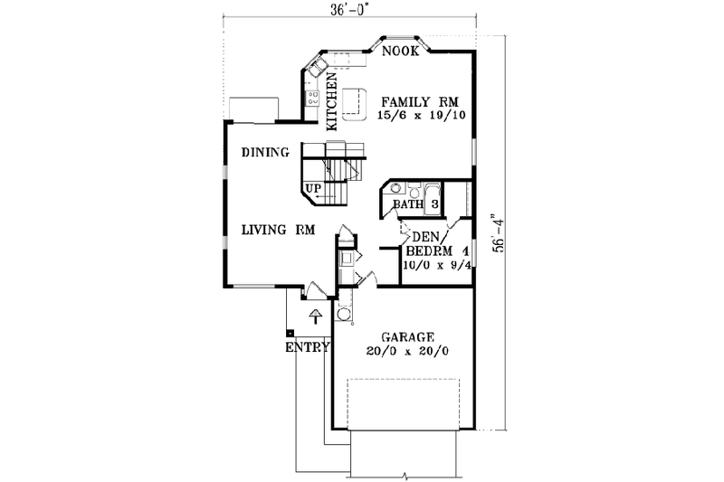 House Blueprint - Floor Plan - Main Floor for Traditional House Plan #1-1372 - 4 bed, 3 bath