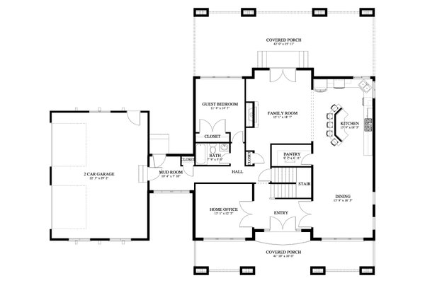 House Blueprint - Farmhouse Floor Plan - Main Floor Plan #1060-240