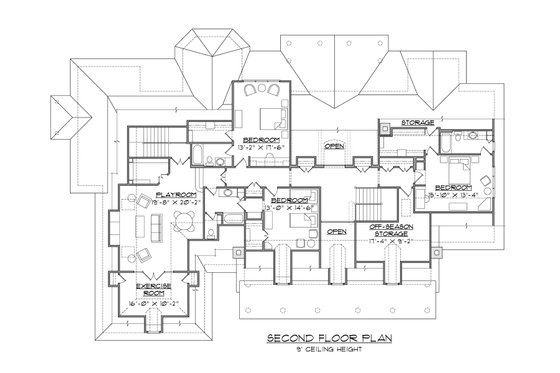 Floor Plan - Upper Floor for Country House Plan #1054-85 - 4 bed, 4.5 bath