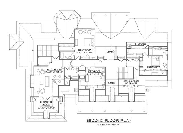 Architectural House Design - Country Floor Plan - Upper Floor Plan #1054-85
