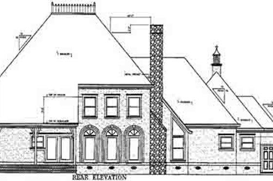Exterior - Rear Elevation for European House Plan #45-160 - 4 bed, 4.5 bath