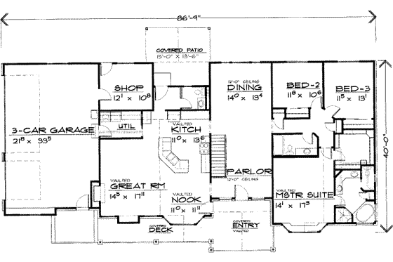 Floor Plan - Main Floor for Traditional House Plan #308-123 - 7 bed, 3.5 bath