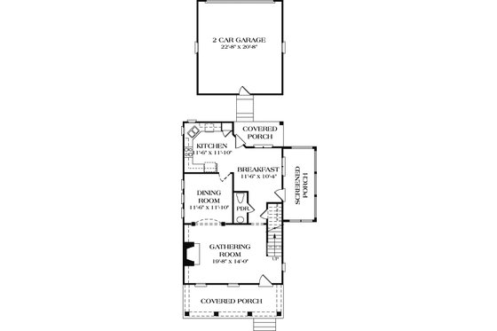 Floor Plan - Main Floor for Farmhouse House Plan #453-2 - 3 bed, 2.5 bath