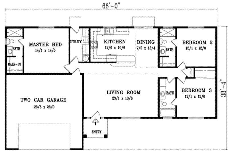House Plan Design - Floor Plan - Main Floor for Adobe / Southwestern House Plan #1-1018 - 3 bed, 3 bath