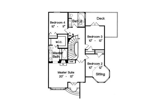 Floor Plan - Upper Floor for European House Plan #417-266 - 4 bed, 2.5 bath