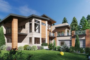 Exterior - Front Elevation 3 for Contemporary House Plan #1066-216 - 5 bed, 5 bath
