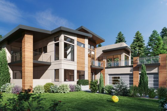 Exterior - Front Elevation 3 for Contemporary House Plan #1066-216 - 5 bed, 5 bath