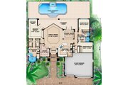 Mediterranean Style House Plan - 3 Beds 3 Baths 2660 Sq/Ft Plan #27-438 