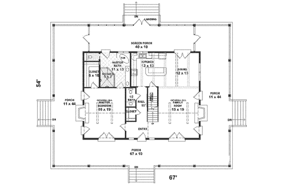 Floor Plan - Main Floor for Country House Plan #81-239 - 3 bed, 2.5 bath