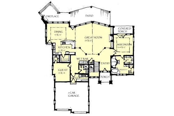Floor Plan - Main Floor for Craftsman House Plan #921-24 - 3 bed, 3 bath