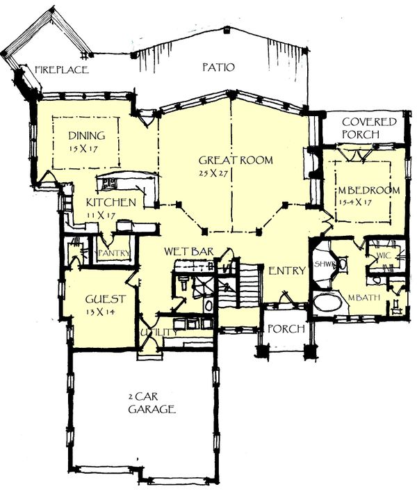 Craftsman Floor Plan - Main Floor Plan #921-24