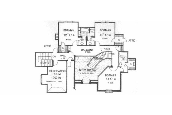 Floor Plan - Upper Floor for European House Plan #310-516 - 5 bed, 4.5 bath